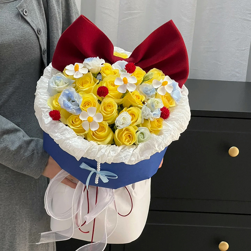 七夕情人节礼物送女朋友生日仿真玫瑰手捧花白雪公主永生香皂花束