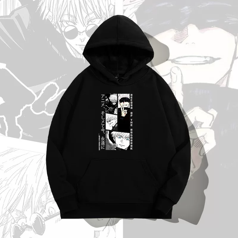Худи с японскими персонажами Jujutsu Kaisen, демисезонный свитшот, длинный рукав, осень, свободный крой