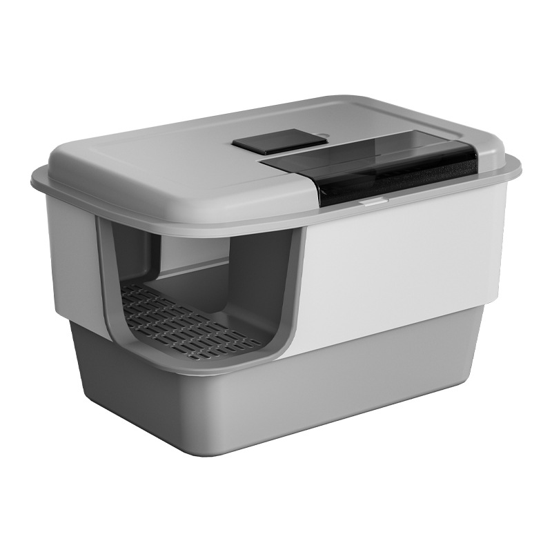 Lavabo de arena para gatos, especial de gran tamaño, semi-cerrado abierto, anti-salpicaduras de aceite de ruibarbo, gato gigante, lavabo de arena para gatos, inodoro