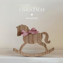 供应圣诞节装饰用品木质圣诞树装饰 驯鹿木马圣诞装饰挂件