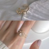Tide, zirconium, ring with stone, micro incrustation, Japanese and Korean, internet celebrity, light luxury style, simple and elegant design, on index finger
