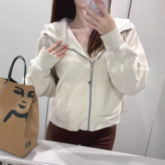 工厂直发lulu同款scuba开衫全拉宽松链连帽衫加绒休闲卫衣