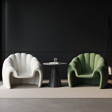 创意单人布艺沙发家用小户型客厅阳台休闲椅美容院民宿接待洽谈椅