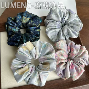 New Chinese-Style Song Brocade Hair Tie with Colorful Jacquard Pattern, Elegant and Unique National Style, Handmade Hair Accessory, High-End Hair Rope