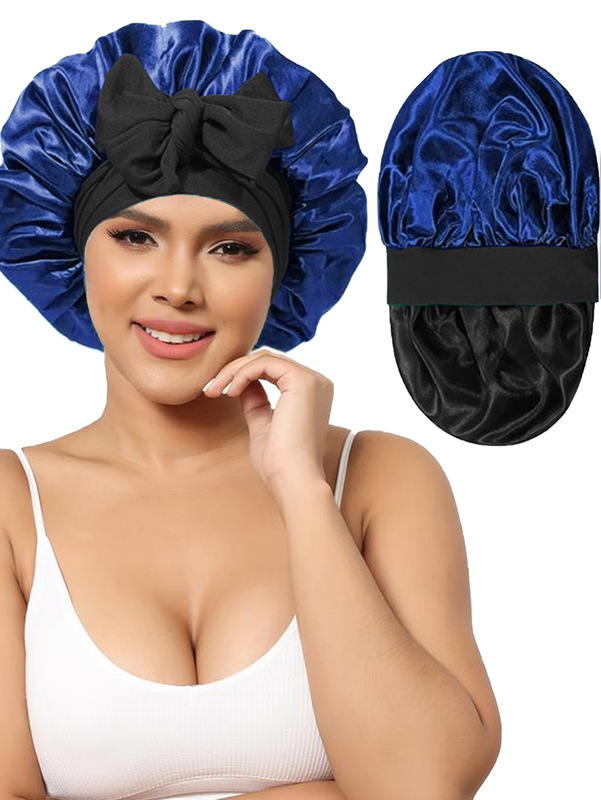 双层色丁睡帽飘带圆帽蝴蝶结仿真丝美容发帽双面戴bonnet|undefined