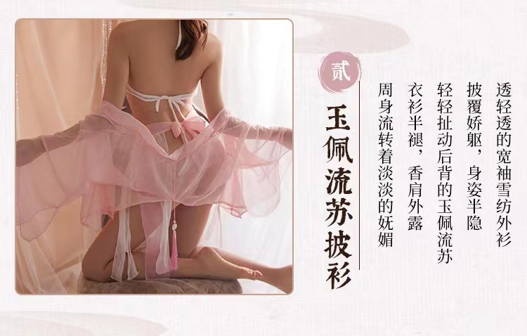 Chang’e Flying to the Moon Jade Rabbit Roleplay Costume Set with Cape, Dress and Thong — detail image 5