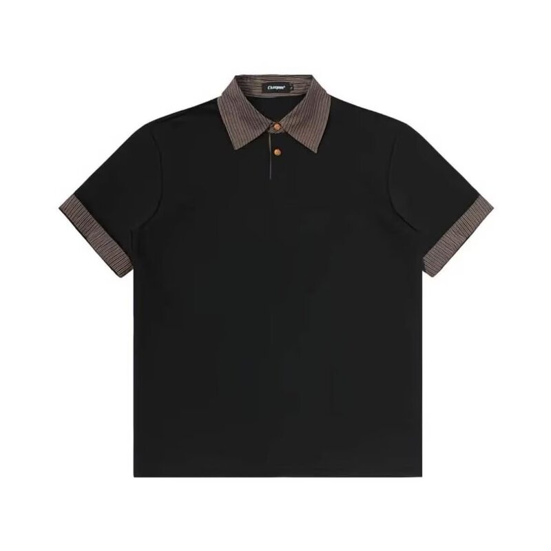 Trendy Summer Striped Exquisite Buttoned Men's Short-Sleeved Polo Shirt Classic Men's Half-Sleeved Loose Top New Style Trendy Summer Striped Exquisite Buttoned Men's Short-Sleeved Polo Shirt Classic Men's Half-Sleeved Loose Top New Style