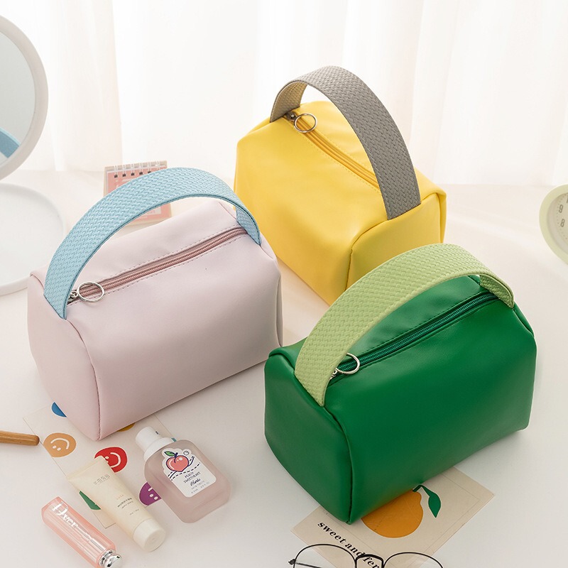 Large-Capacity Makeup Bag, Cross-Border Pu Solid Color High-Value Travel Portable Storage Bag, Toiletry Bag