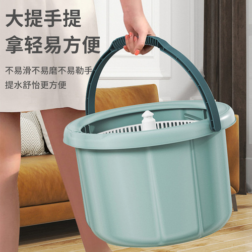 Single-Bin Rotating Mop, Wash-Free Household Dehydrating Mop with Bucket, Dry and Wet Dual-Use Telescopic Lazy Mop Set
