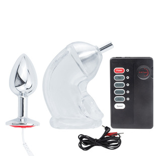SM Alternative Toy Electric Shock Anal Plug Chastity Lock Male Masturbation Anti-Erection Self-abuse Sex Goods