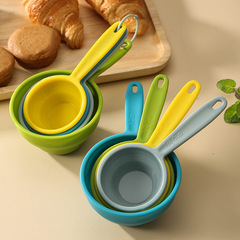 Colorful 4-Piece Measuring Cup and Spoons Set with Graduations Measuring Cups DIY Baking Tools Pet Dog and Cat Scoop Spoons Flour Spoon