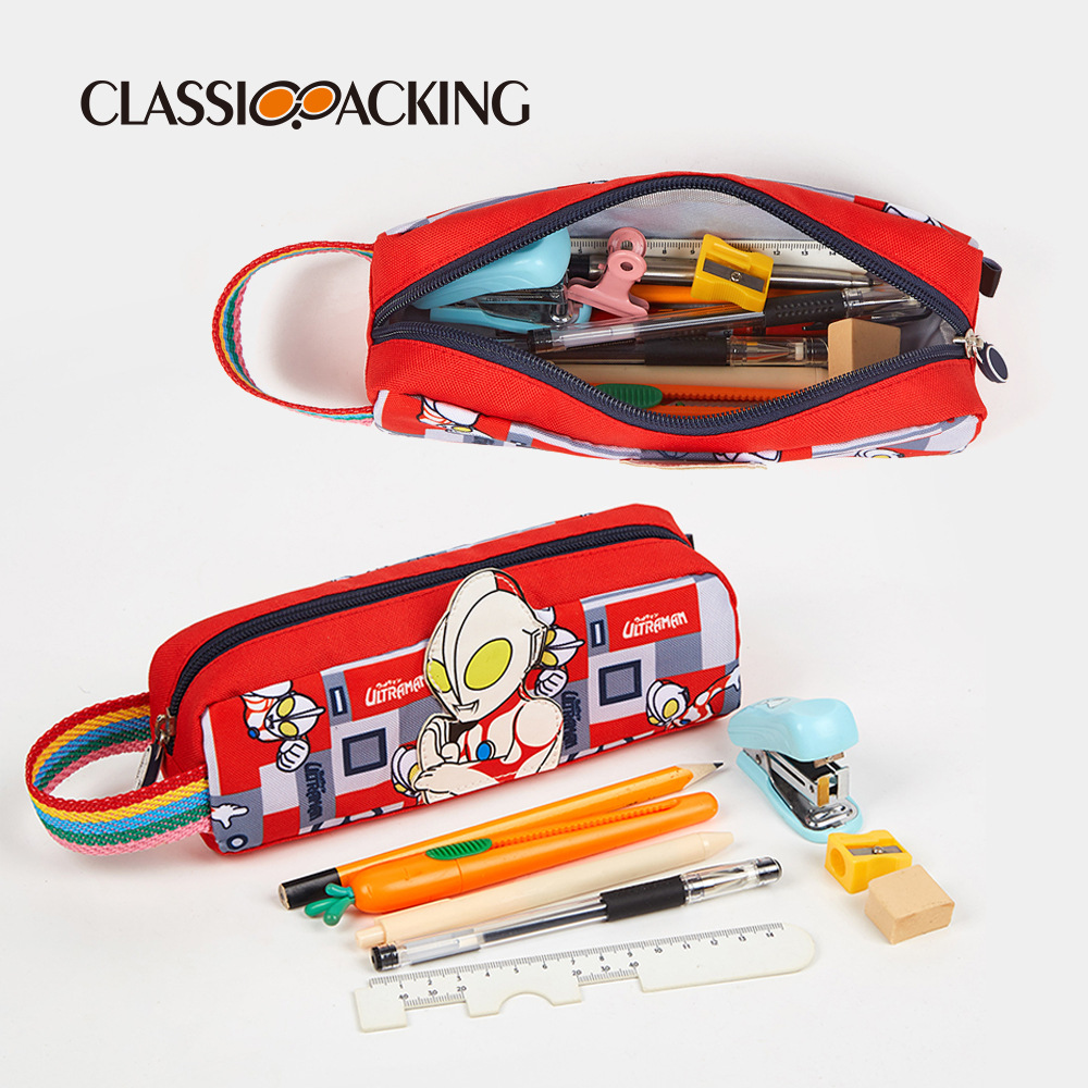 Bolsa de papelería al por mayor de fábrica de dibujos animados Ultraman caja de lápiz de gran capacidad