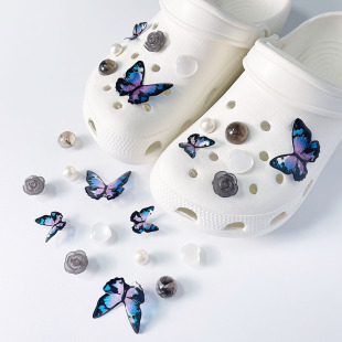 Simulated butterfly hole shoe accessories buckle shoe flower high-end creative flower three-dimensional removable diy jewelry buckle shoe