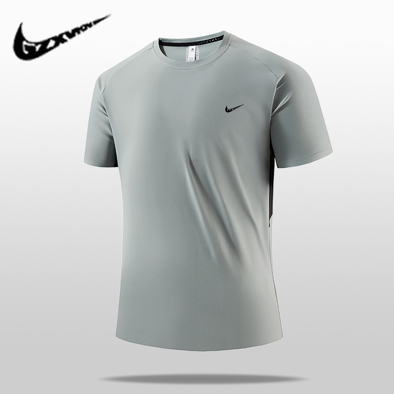 Cross-border ice silk seamless short-sleeved T-shirt men's summer thin quick-drying clothing breathable sports top outdoor running fitness