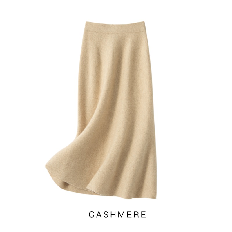 秋冬山羊绒女士修身显瘦直筒高腰气质鱼尾裙百搭羊绒A字半身裙
