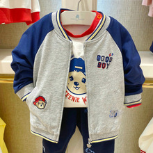 现货韩版童装外贸尾单国内专柜婴童蓝袖外套夹克T0JM212301B