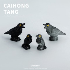 树脂仿真立体动物乌鸦 创意DIY配件立体自制手工挂件桌面小摆件