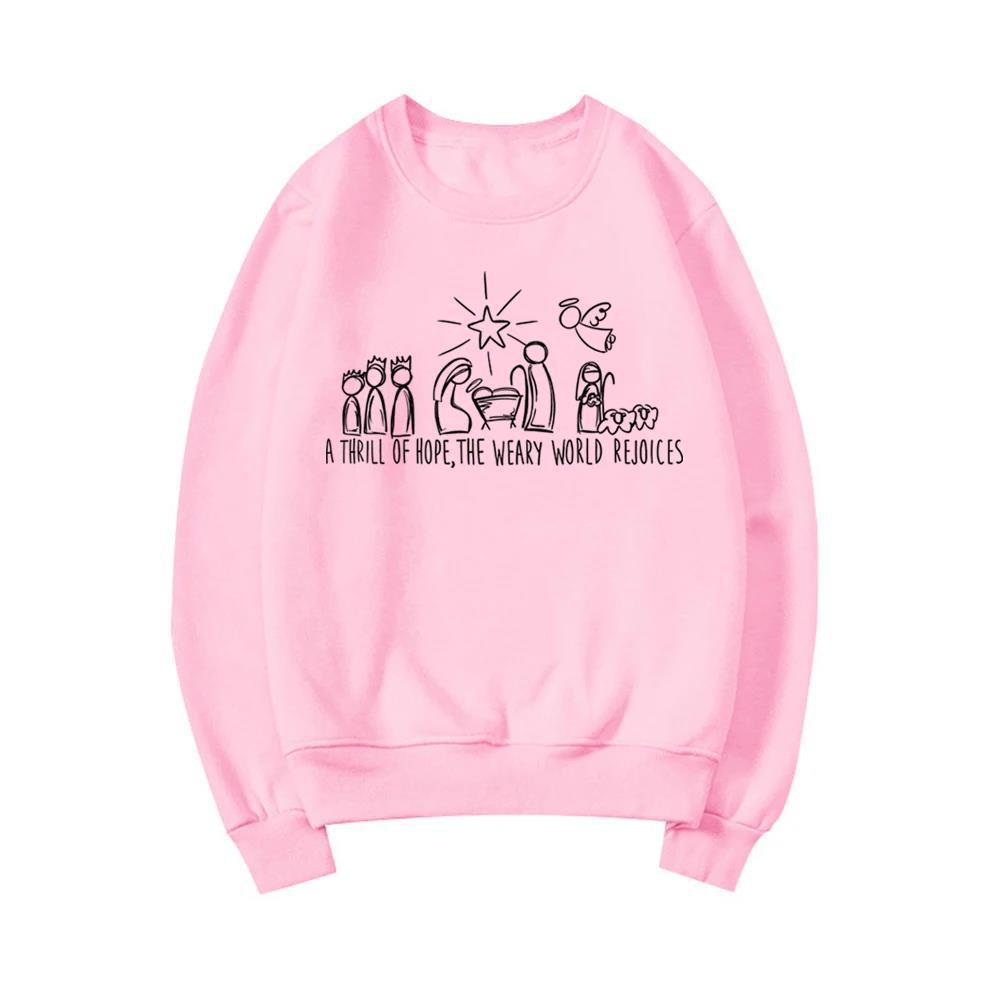 Christian Christmas Sweatshirt Nativity Scene Sweater Christ