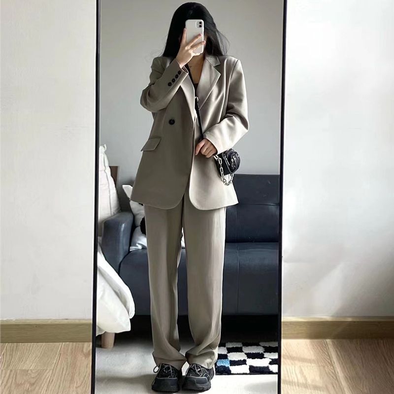 时尚休闲高级西装外套女2025春秋新款韩版宽松显瘦两件套西服套装|undefined