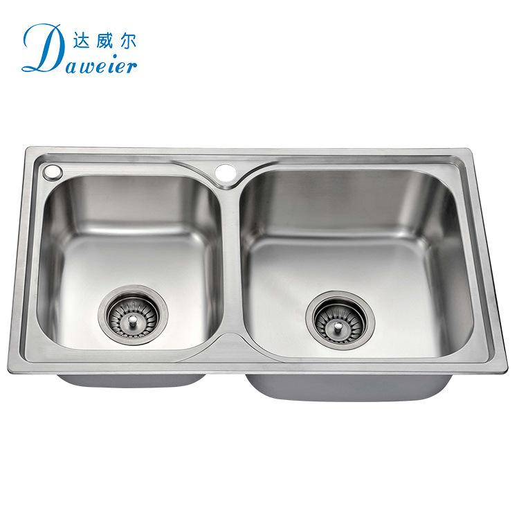 304不锈钢厨房水槽 一体成型双盆洗菜盆 家用不锈钢洗手池双槽