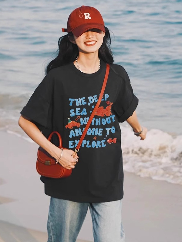女性用 Tシャツトップス 2025 新作人気夏オフホワイト純綿ルーズ半袖今年人気の美しいシャツ|undefined