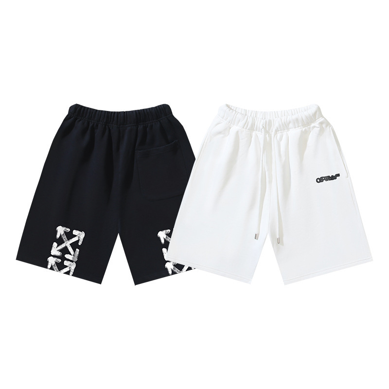 2025 summer new OW fuzzy LOGO arrow pattern printing casual shorts men and women with a wholesale
