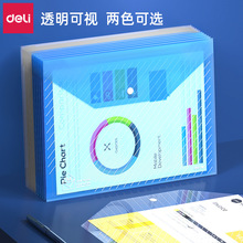 【批发】得力5501文件袋A4双色透明钮扣档案袋资料袋文件套