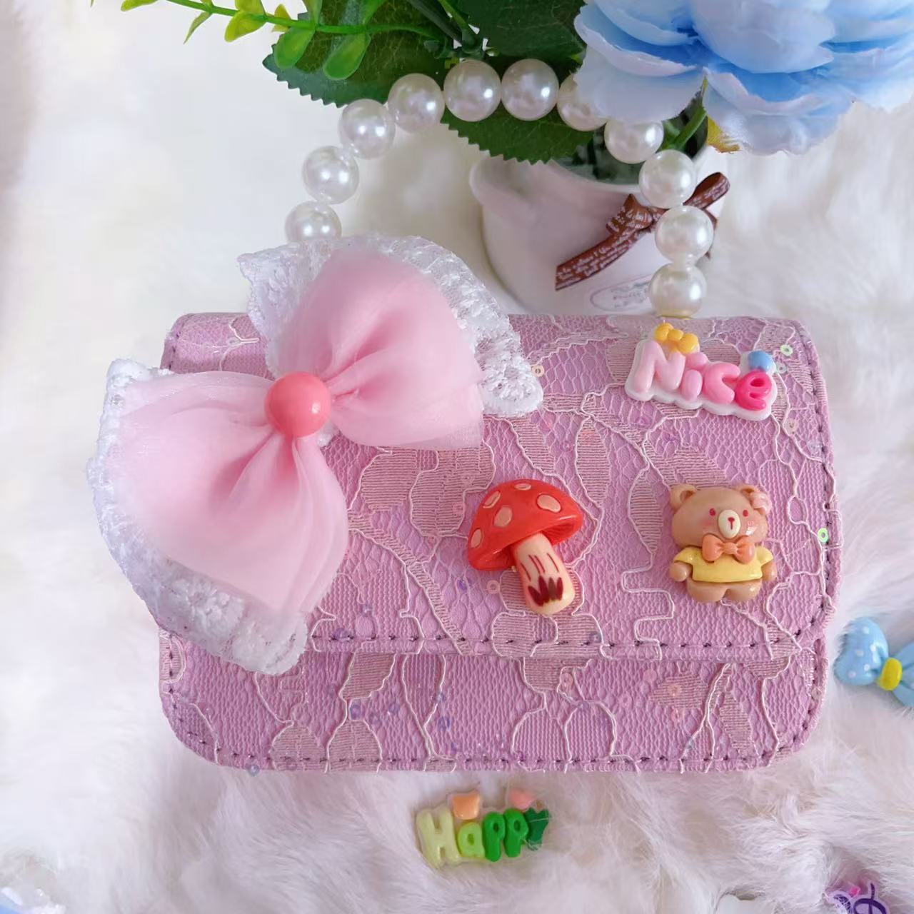 Bagos de hombro para niños primavera y verano frescos bolsos de perlas para niñas Aisha pequeña princesa bolsos de mochila de estilo extranjero