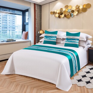 Cloth grass house new Chinese bed end towel custom bed flag LOGO embroidery custom wholesale source manufacturers