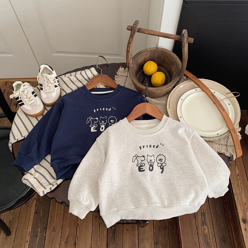 2025 Autumn New Children's Pullover Sweatshirt, Baby Versatile Round Neck Sweatshirt, Boys and Girls Cartoon Long-Sleeved Shirt, Spring and Autumn