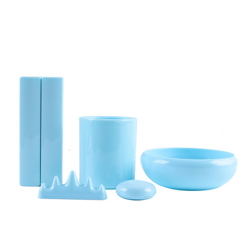 Plastic study four treasures five-piece set, a must-have imitation jade pen washer, pen holder, ruler and pen holder for students