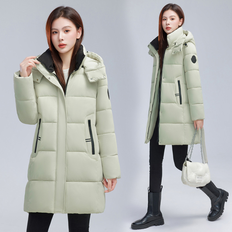 High-End down Cotton Jacket for Women 2025 Middle-Aged Mother Fashionable Thickeneded Warm Cotton Jacket Hooded Mid-Length Cotton Jacket