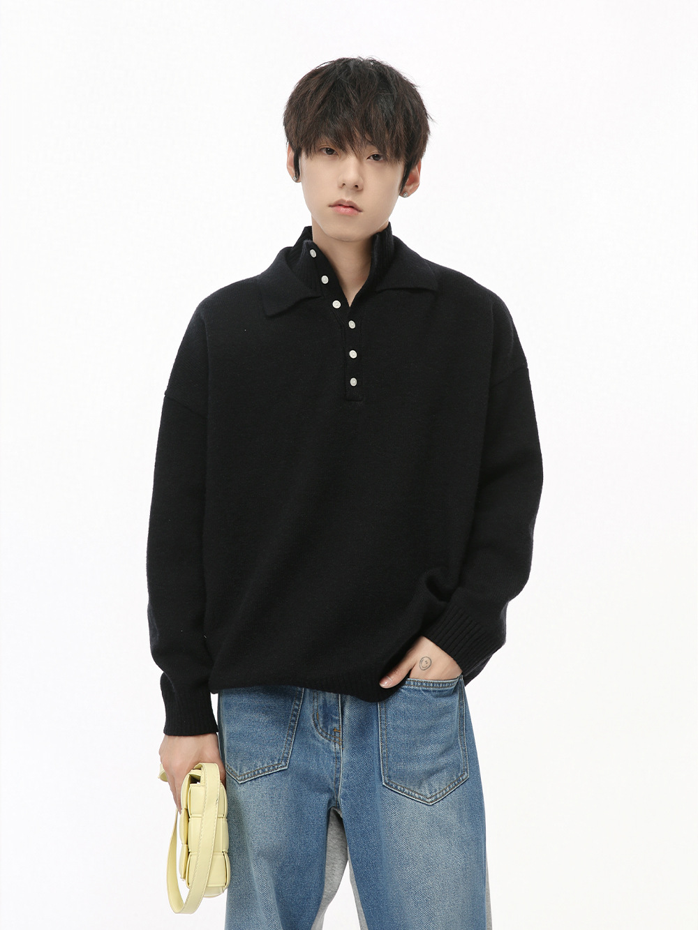 MTLCLOTHES Hombres| 2024 otoño nuevo nicho perezoso estilo simple polo jersey suéter