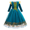 Dress with sleeves, small princess costume, evening dress, children's clothing, long sleeve, western style