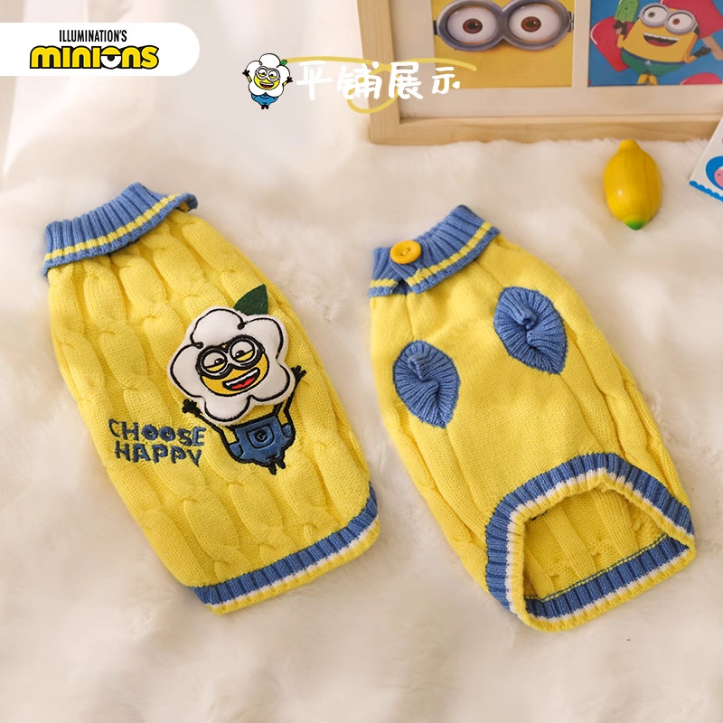 Minions Minions | Suéter para mascotas con flores tridimensionales Bob Estilo de primavera y otoño Disfraz de cachorro Ropa para perros