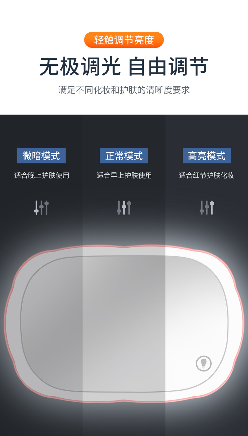 Car Sun Visor with Light Makeup Mirror Led Light Touch Makeup Mirror Car Mirror Co-Pilot Makeup Mirror