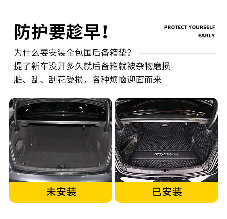Suitable for 26 Models of Audi A6L Trunk Mats, Full Coverage Trunk Mats for Audi A6L, Special Accessories for Car Trunk Modification