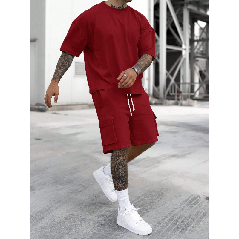 temu shein Amazon 越境貿易メンズサマー Tシャツカーゴショーツスポーツスーツ男性用|undefined