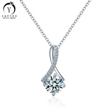 925纯银人字项链女2克拉莫桑钻锁骨链时尚高级感饰品批发一件代发