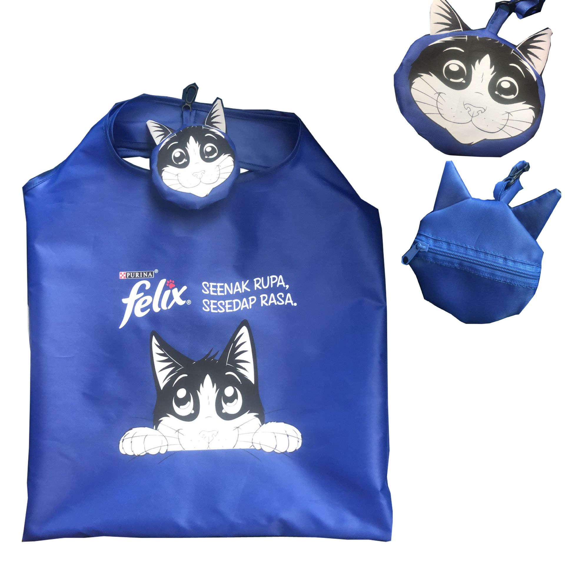 厂家定做各种可爱动物可收纳卡通购物袋手提袋涤纶购物买菜布袋