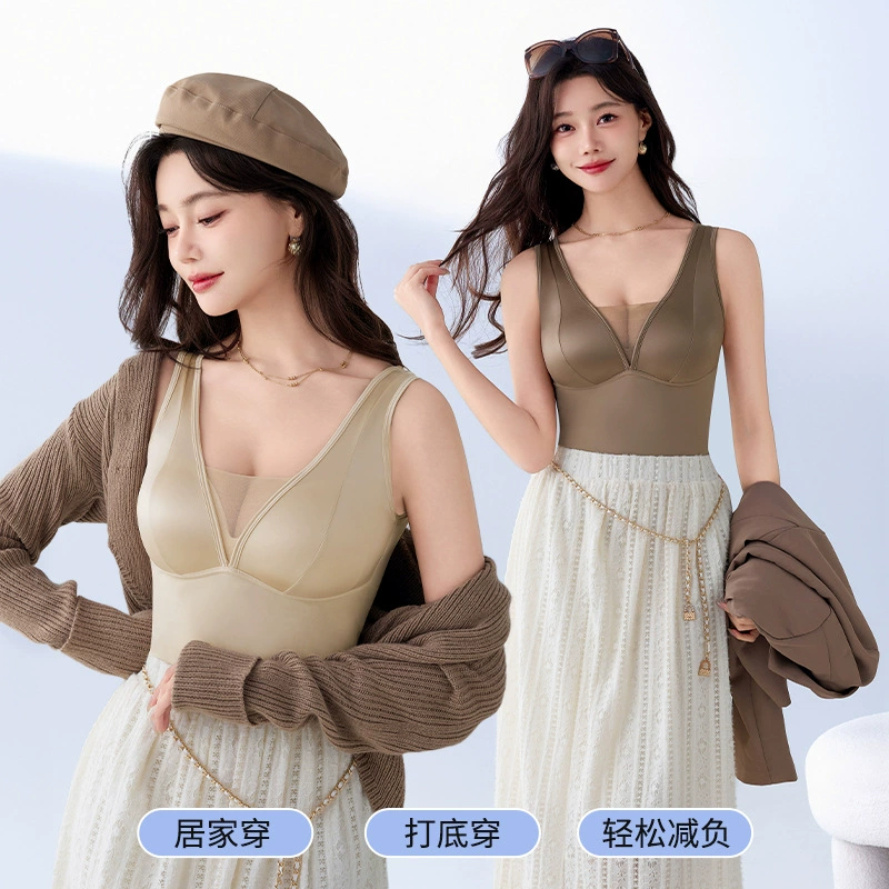 Сетчатая пряжа Сшитая сексуальная V-образная резина с широким плечом