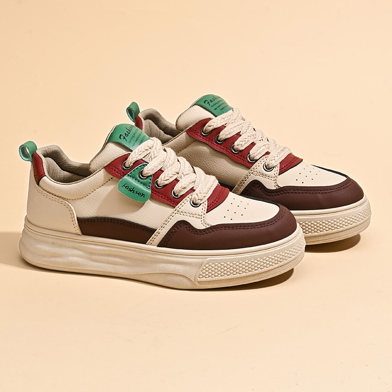 2025 primavera zapatos blancos nuevos ins coreanos para niñas zapatos de skate de altura gruesa zapatos casuales zapatos de moda image 1