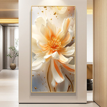 奶油风花卉入户玄关装饰画小清新牡丹墙壁画简约走廊过道竖版挂画