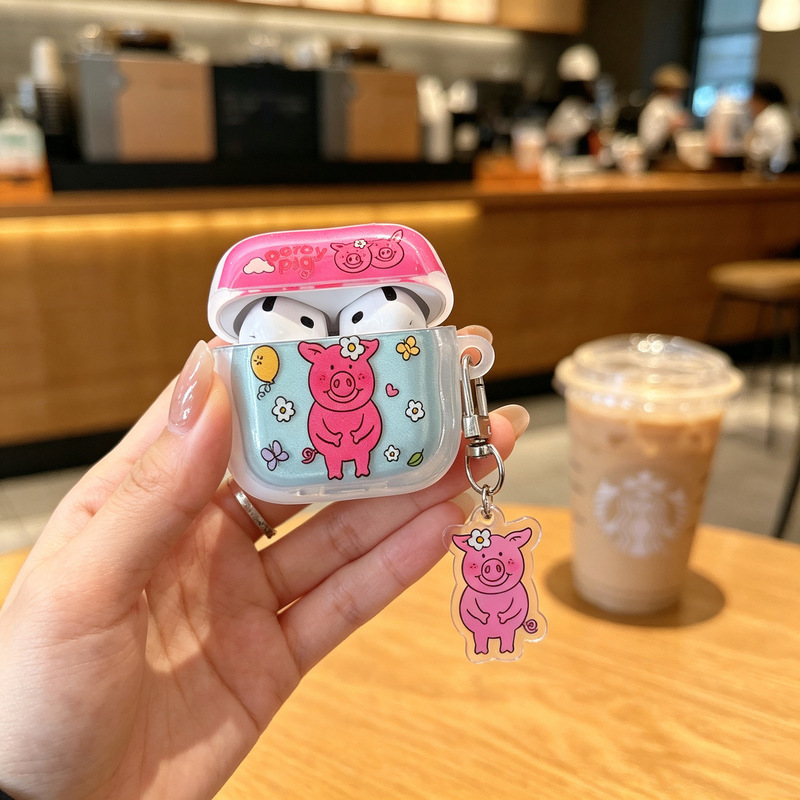 Cute pink Martha pig case for AirPods 4/AirPods 3, suitable for Apple Pro, cartoon wireless Bluetooth third generation