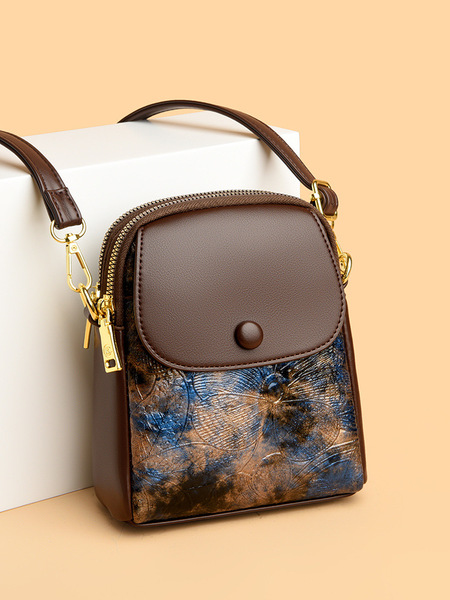 Small bag for women 2024 new fashion middle-aged versatile shoulder crossbody bag soft leather flower independent three-layer mobile phone bag
