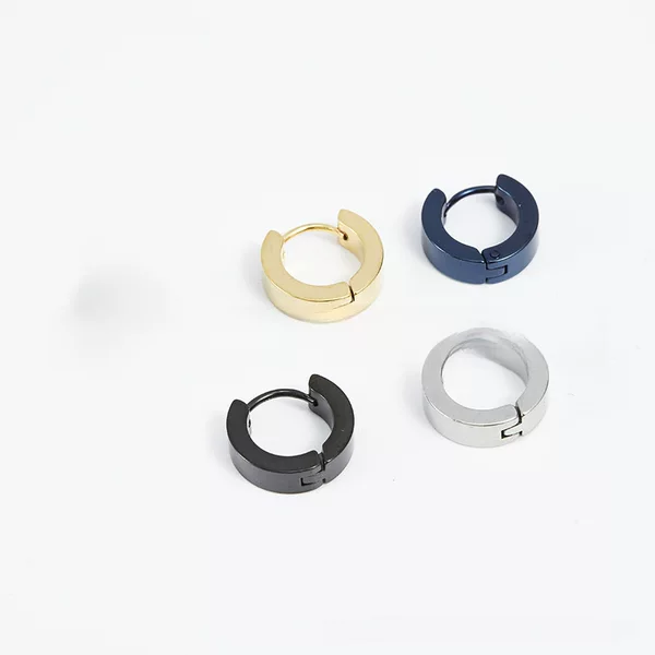 Black Titanium Steel Earrings for Men, Korean Style Fashion Single Earring, Trendy Couple Earrings, Hoop Earrings for Women