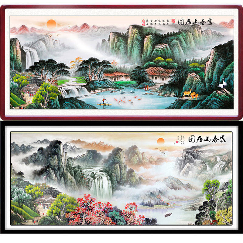 [Algodón importado] Mona Lisa Royal punto de cruz Fuchun Mountain residencia imagen paisaje pintura simple hilo grande bordado