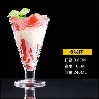 Tazón de yogur de vidrio Taza de postre de frutas Taza de helado Tazón de polvo de hielo Taza de desayuno creativa Taza de batido Taza de helado de bebida fría