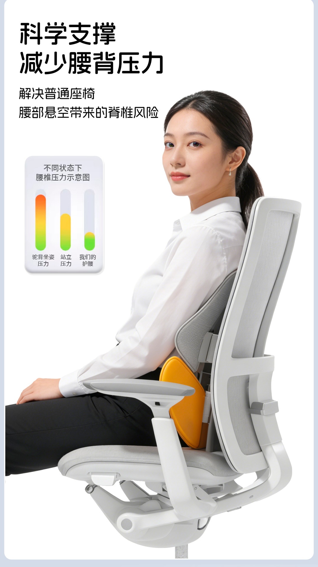 Ergonomic backrest cushion, lumbar support for car, office lumbar support, back support tool, lumbar support