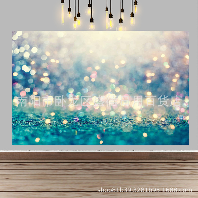 Amazon fantasy blue green abstract bokeh studio background cloth party birthday baby shower banner props